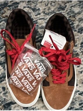 VANS Men's Brown Suede Sneaker Red Laces US 6.5 Casual Cushioned Lined